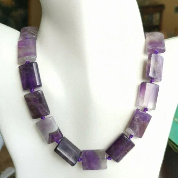 Raw amethyst Geometric necklace 19 Inches 🆕 - Picture 1 of 8